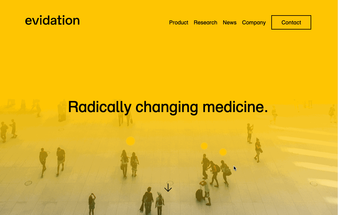 Evidation homepage nav and hero interactions